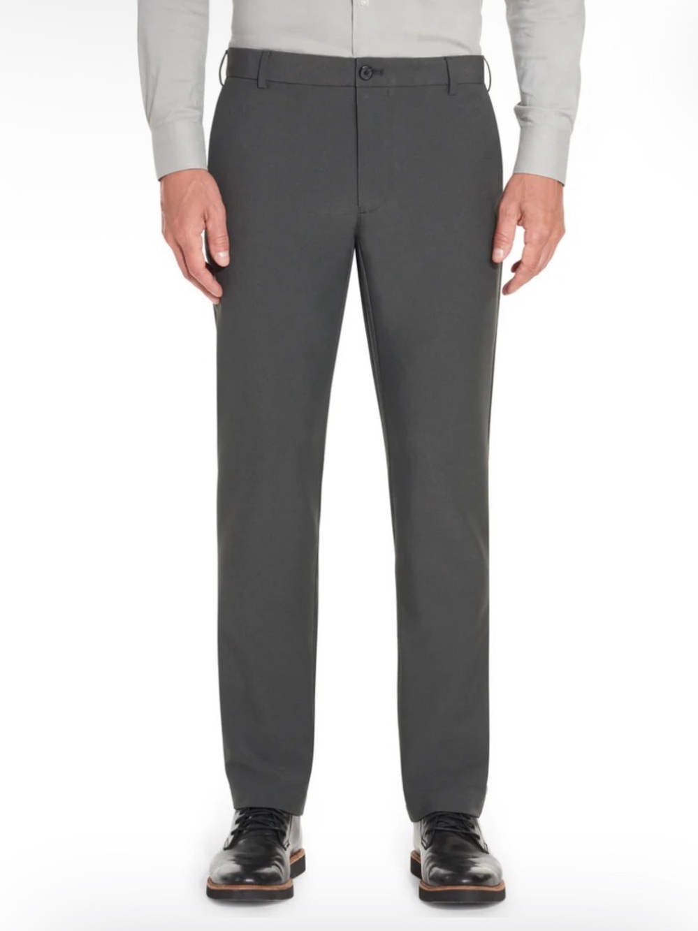 Van Heusen Men's Grey Flex Straight Fit Flat Front Pants - 38x29